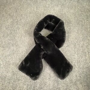 Isaacs‎ Mizrahi Faux Fur Scarf Wrap Black Winter Neck Warmer Soft Elegant Luxury
